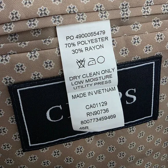 Chaps 48R Beige Blazer Sport Coat Jacket 2-Button Solid Y231